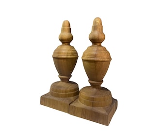 Custom Order Newel Caps For Stair Newel Posts, Wooden Newel Topper, Wooden Staircase Parts, Newel Caps For Handrails BSLK-1006 (SET OF 2)