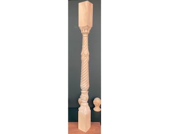 wooden stair spindle,Handcrafted Wooden Carved Baluster forElegant Staircase Design, Decorative Stair Spindles, High-Quality Wood, OKRK-2002