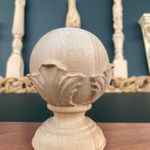 Any Custom Order For Any wooden Stair Parts, Wooden Ball Caps For Staircase, Newel Caps Made From Oak Wood, Wooden Finials BSLK-1005