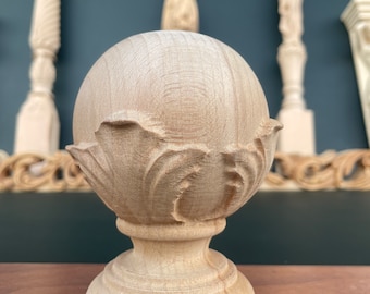 Elke aangepaste bestelling voor houten traponderdelen, houten baldoppen voor trap, Newel-doppen gemaakt van eikenhout, houten eindstukken BSLK-1005