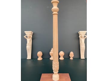 Handcrafted Wooden Carved Baluster Or Column Middle Part, Premium Quality Hardwood Spindles, Custom Designs Available,-OKRK2004