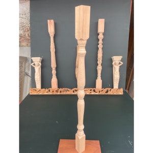 wooden stair spindle,Custom Order Wooden Lathe Stair Baluster, Wooden Spindles, Modern Wooden Spindles, Railing Wooden Balustrade  KRK-1007