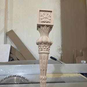 Handcrafted Beech Wooden Leg - Fully Carved Elegance, Durable and Versatile for Custom Furniture, Table or Chair Projects | LG-1022
