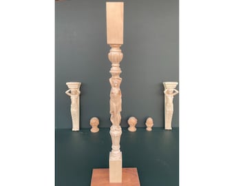 wooden stair spindle,Best Quality Carved Balusters, Wooden Carved Spindles, Wooden Stair Parts, Custom Order Woodworking, OKRK-2001
