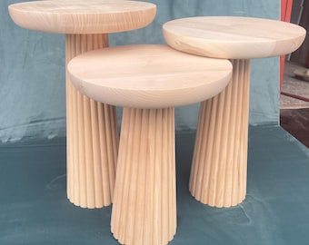 Modern Round Wooden Coffee Table, Mushroom Wooden Coffee Table, Living Room Mushroom Tables, Best New Home Gift