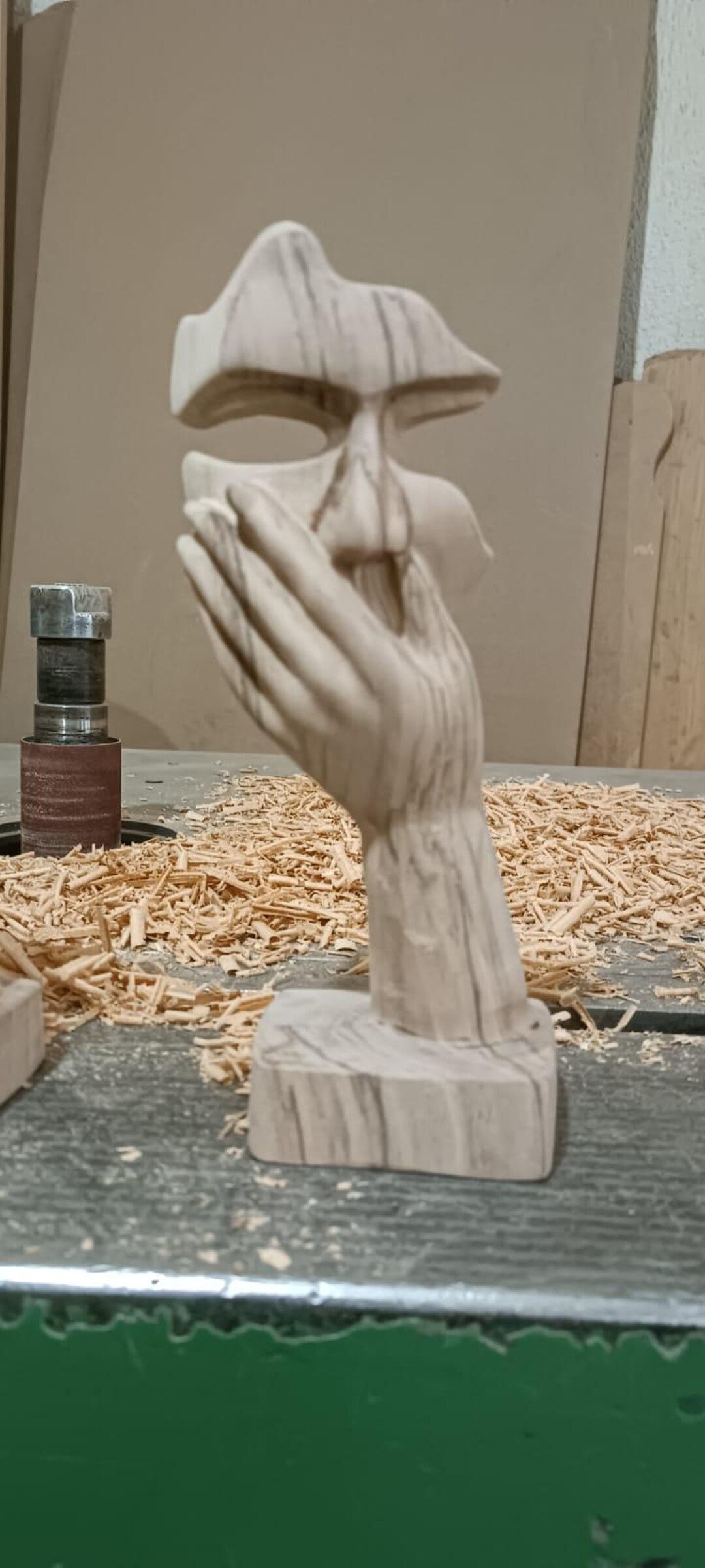 Hand Decor Hand Carved Wooden Hand Sculpture, Abstract Figure in Palm, Minimalist ...