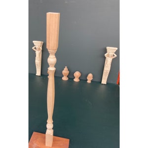 wooden stair spindle,Handcarved Custom Carved Wooden Baluster For Staircase, Carved Wooden Banister, ,Wooden Spindles For Railing, ,KRK-1008