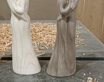 Hand Carved Wooden Couple Sculpture, Abstract Love Figurine, Minimalist Natural Wood Decor, Romantic Handmade Statue Gift