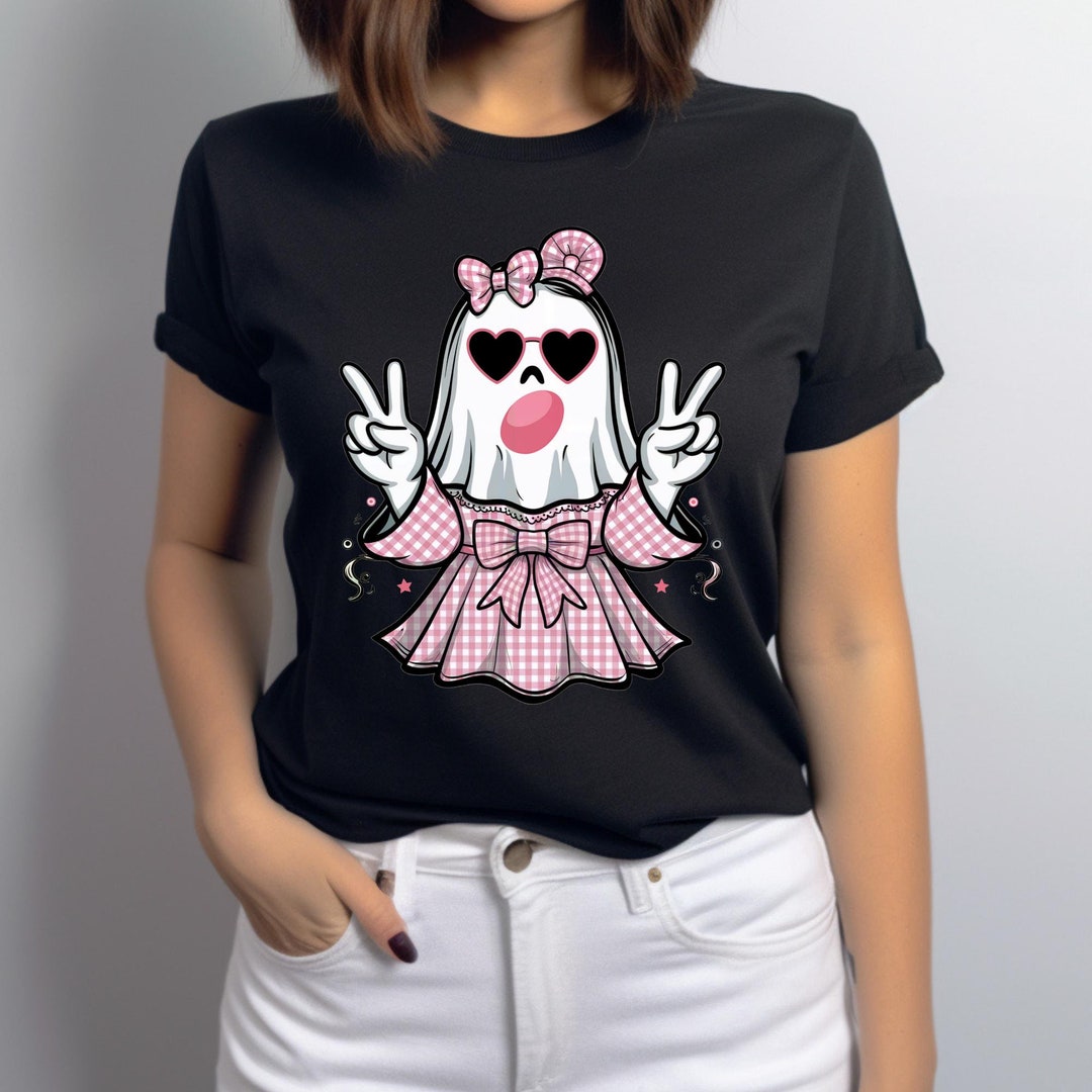 Cute Girly Ghost Blowing Bubble PNG Cute Ghost Fall Shirt Sublimation ...