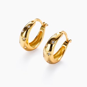 Lunar Huggie Gold Huggie Earrings | Hoop Earrings Available in Gold or Platinum | Perfect Gift for Her