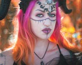 Dre, Horns, Horn headdress, Skull headdress, Halloween, Witch, Skull, Skull horns, Ready to ship