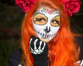 Etsy wedding, Floral crownDay of the dead, Rose crown, Flower crown, Skull, Red rose crown, skull headband, red rose, headband