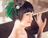 Peacock, peacock wedding,boho, boho chic, gossip girl, peacock fascinator, Green fascinator, Peacock headband, Etsy wedding, Peacock bride