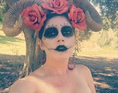 Ram horns, Horns, Burning man, Skull, Skull horns, brown horns, Coachella, Burning Man, Festival, EDM, Cosplay, Halloween