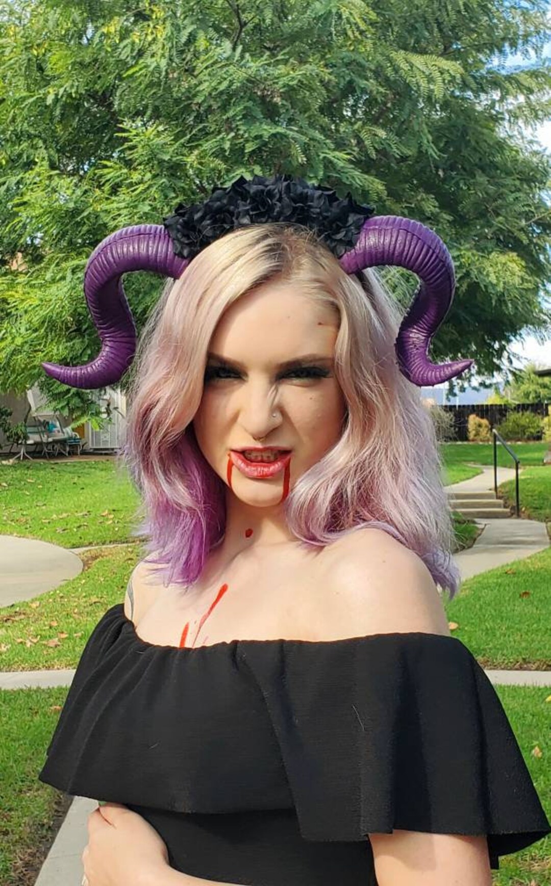 Purple Horns Cosplay. Cosplay Horns Demon Horns Devil Etsy