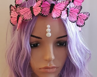 Pink butterfly, Monarch butterfly, Butterfly, Butterfly crown, Mariposa, Crown, Fairy crown