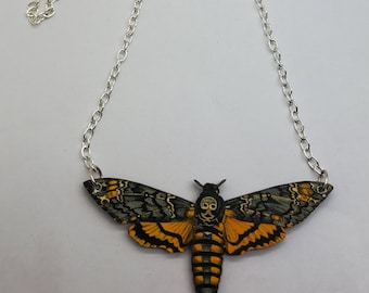 Silence of the Lambs, Death's Head Moth, Acherontia Atropos, Moth necklace, Gothic, Insect, Oddities