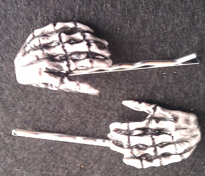 Misfits, Halloween, Skeleton Hands, Barrette, bobby pin, zombie hands, skeleton, day of the dead image 2