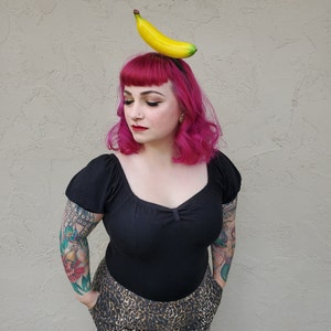 Banana, Banana headband, Banana heapiece, Yellow banana, Faux fruit, Carmen miranda