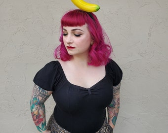 Banana, Banana headband, Banana heapiece, Yellow banana, Faux fruit, Carmen miranda