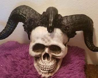 Devil horns, Demon horns, Skull, Skull horns, Ready to ship, Black, Black horns, Horn headdress, Halloween