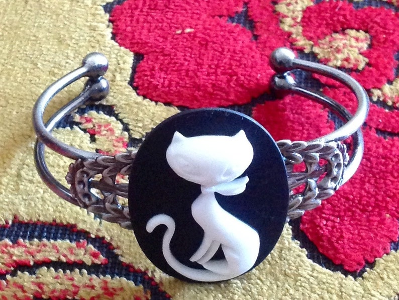 Cat Cat Cameo Cat Cuff Cat Bracelet Ready to Ship Gifts Etsy