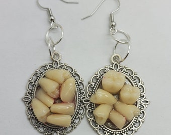 Tooth, Teeth, Tooth earrings, Teeth earrings, tooth fairy, Tooth fairy earrings, human teeth, Faux teeth, teeth jewelry