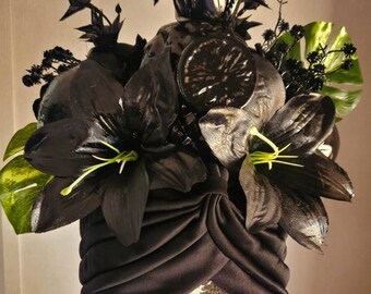 Gothic, Carmen Miranda, pinup, rockabilly, Halloween, black turban