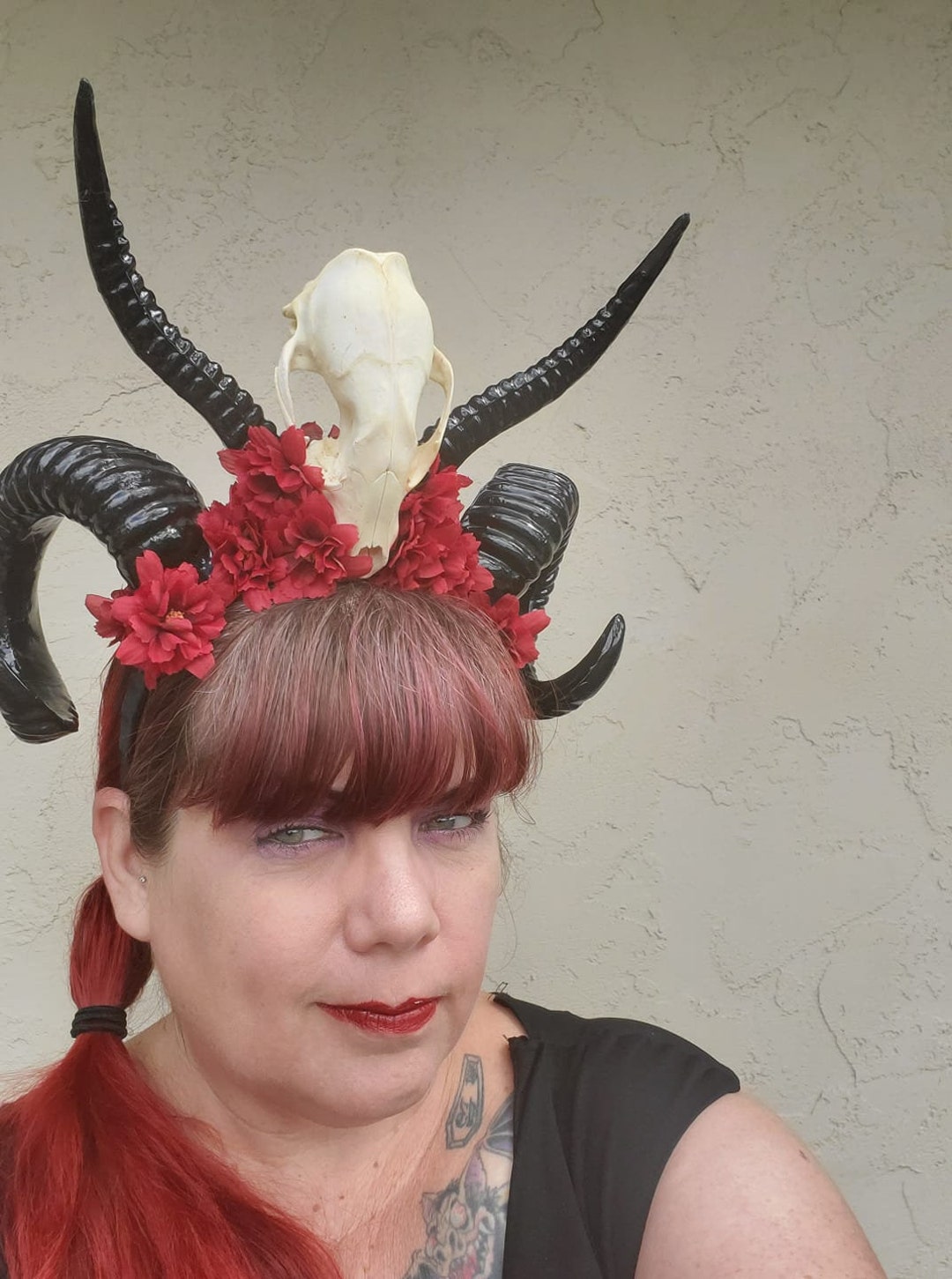Horn Headdress, Ready to Ship, Skull, Skull Horns, Skull Headdress, Goth Queen, Halloween