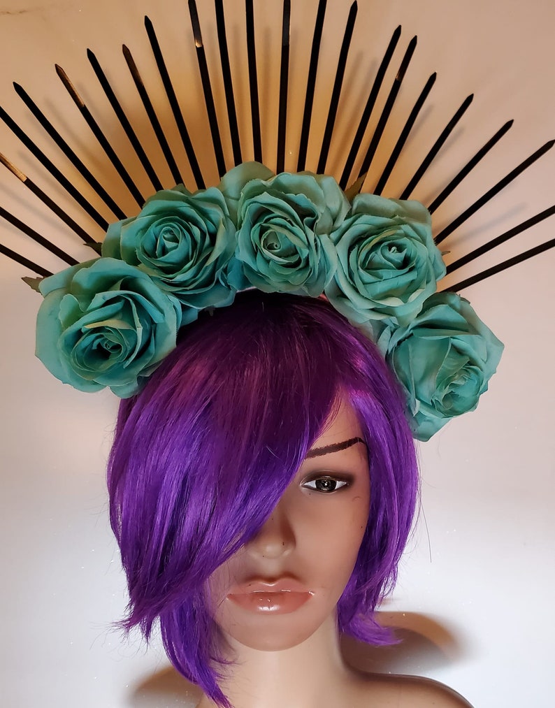 Halo Halo Headband Teal Crown Flower Crown Flower Halo Etsy