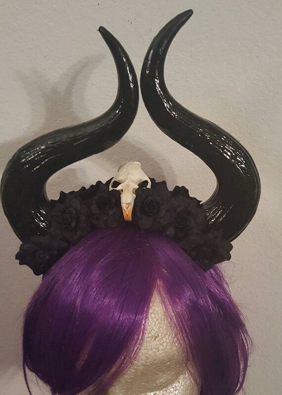 Cuernos Cuernos negros Cráneo Cuernos de calavera Corona | Etsy