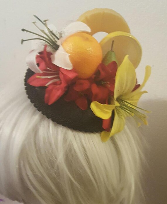 Fruit Fruit hat Fruit fascinator Faux fruit Carmen Etsy