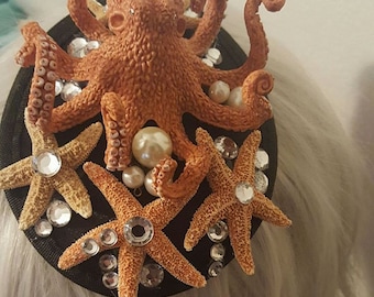 Octopus hat, Octopos fascinator, Octopus, cephalopod, MsFormaldehyde, Tiki, Pinup, Steampunk