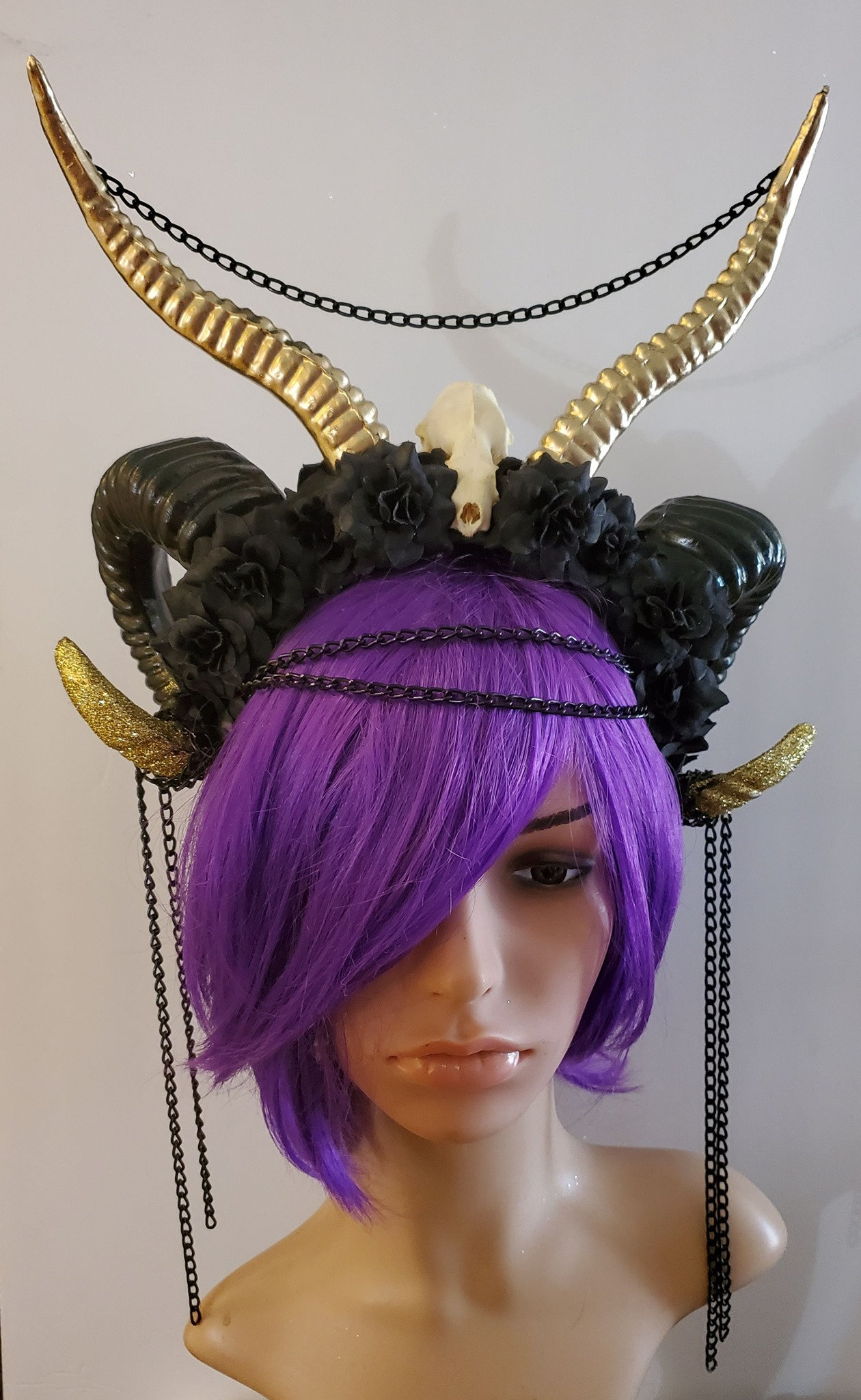 Horn Headdress, Skull Horns, Double Horns, Halloween, Ram Horns