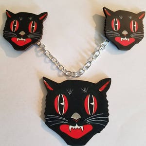 Cat, Cat sweater clips, Vintage cat, Retro cat, Cat necklace, Cat brooch, Black cat, Crazy cat lady