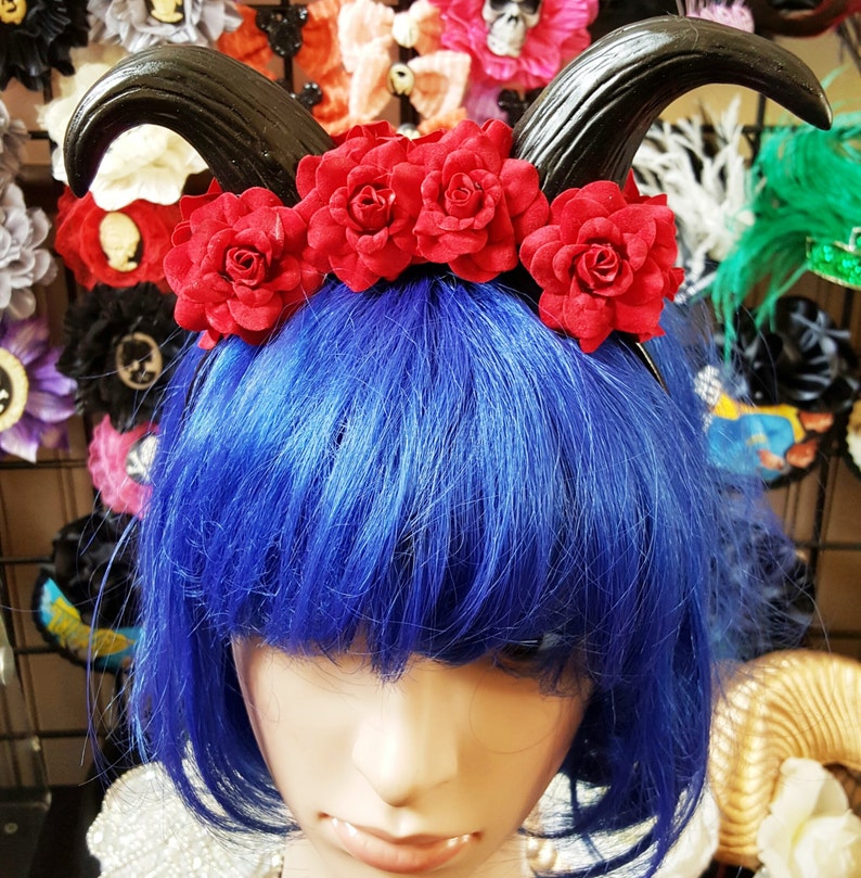 Horns Halloween Horn Headband Flower Crown Burning Man Etsy