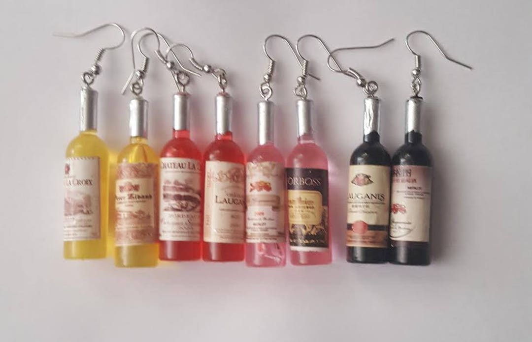 Wine Earrings, Wine Bottle, Wine Bottle Earrings, Alcohol Bottle ...