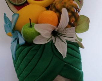 Carmen Miranda, Faux fruit, Fruit, Fruit turban, Handmade, Turban, Pineapple, Tiki, Pinup, Drag Queen, Fruit headband,