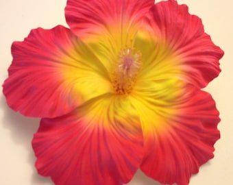 Hibiscus, Wedding, Pink Hibsicus, Flower, Flower, Pink, Yellow, pin up, Burlesque, Tropical flower, Wedding, READY TO SHIP