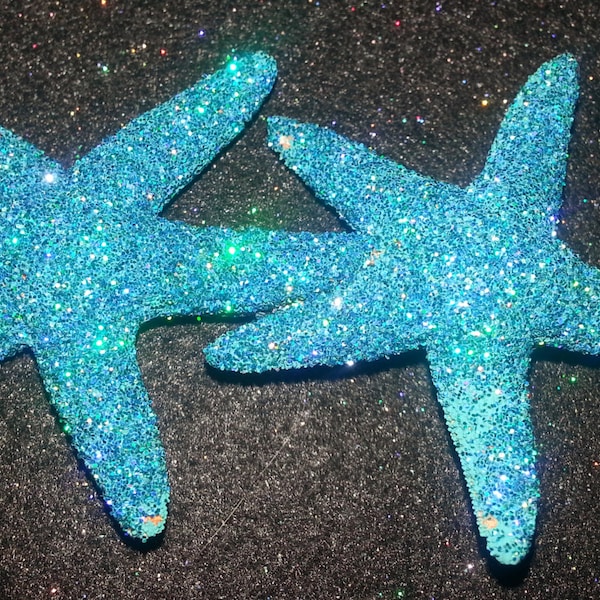 Blue Starfish,Starfish barrette,Beach wedding, tropical wedding, bridal, glitter starfish, starfish hair clip,beach, mermaid