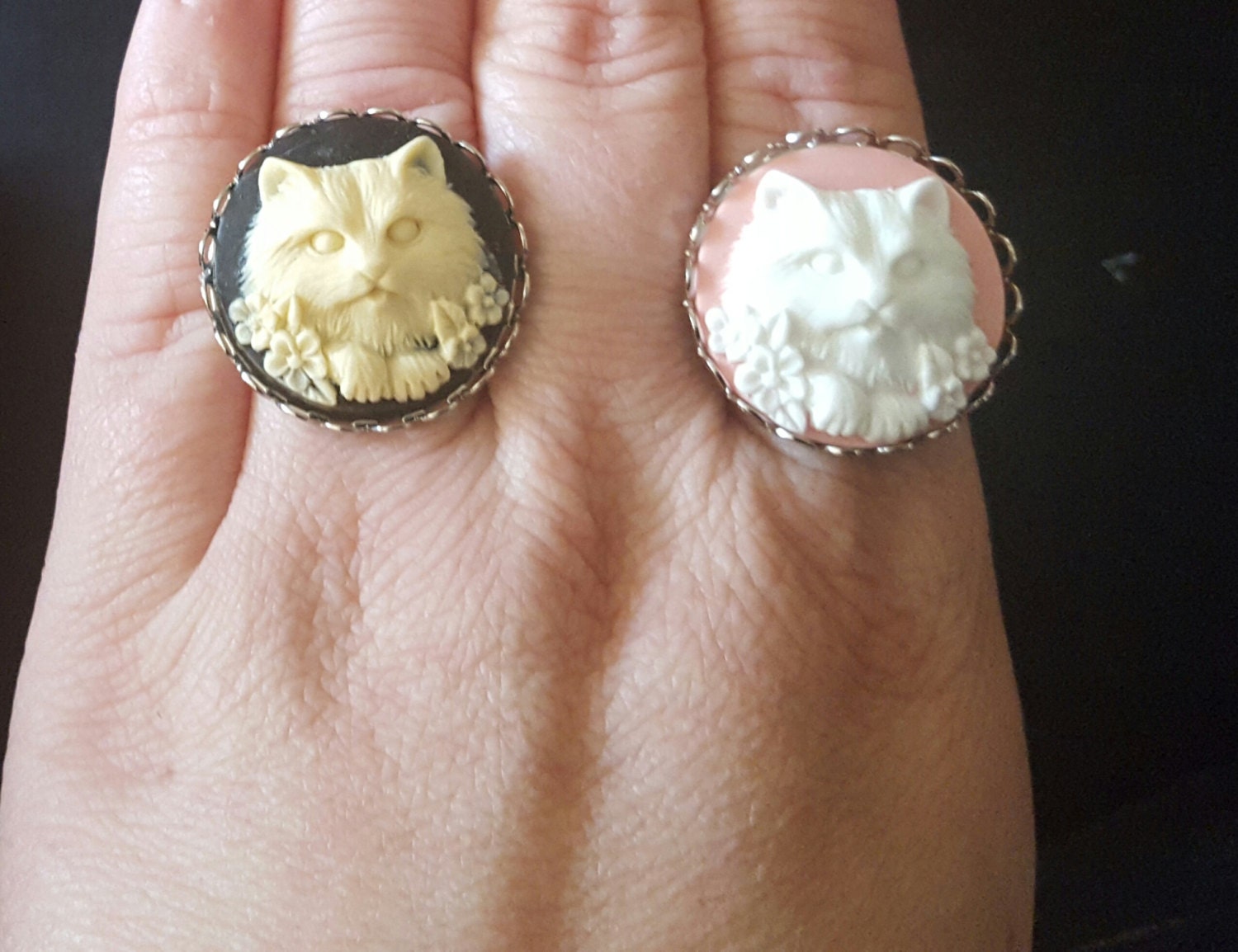 Cat Cat Ring Kitty Kitty Ring Adjustable Ring Meow Cat Etsy