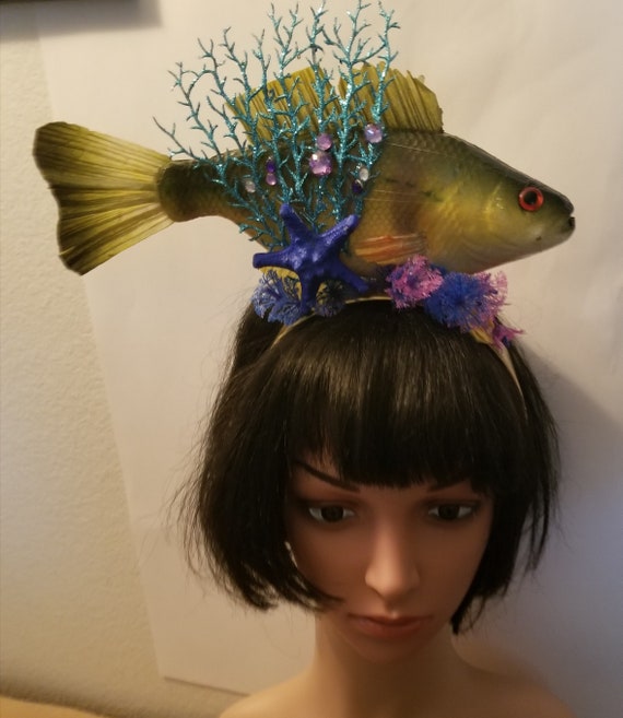 Fish headband, Fish, Fish headpiece, FIsh fascinator, Trout, Trout  headband, Go fishing, fisherman, Under the sea, tiki oasis