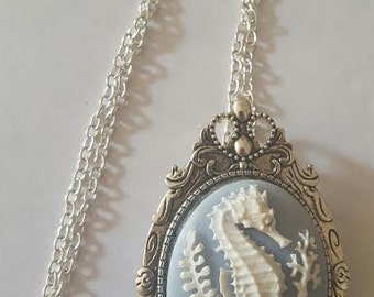 Seahorse, Seahorse necklace, Seahorse jewelry, Cameo, Cameo Jewelry, Ready to ship, Seahorse brooch, brooch