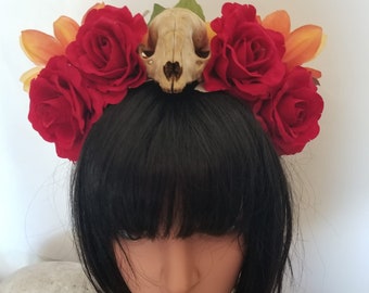 Dia de los muertos, Skull, Skull headband, Flower crown, Floral crown, Day of the dead, Hollywood cemetary, Ready to ship