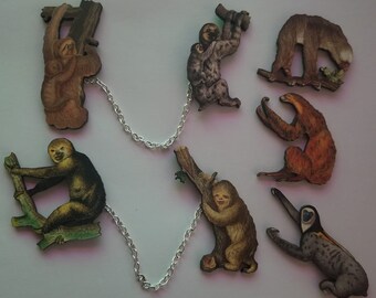 Sloth, Sloth jewelry, Sloth pin, Sloth sweater clips, Sloth brooch, Sloth gift