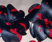 Blood, blood splatter, plumeria, black plumeria, skull, skull barrette, dexter, blood barrette, horror, horror barrette