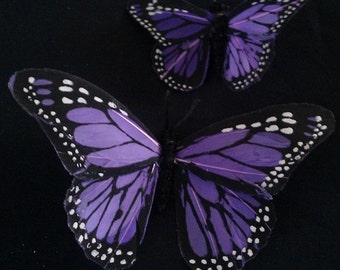 Holiday sale Mariposa barrette, Butterfly barrette, purple butterfly barrette, pink butterfly barrette, set of 2, ON SALE