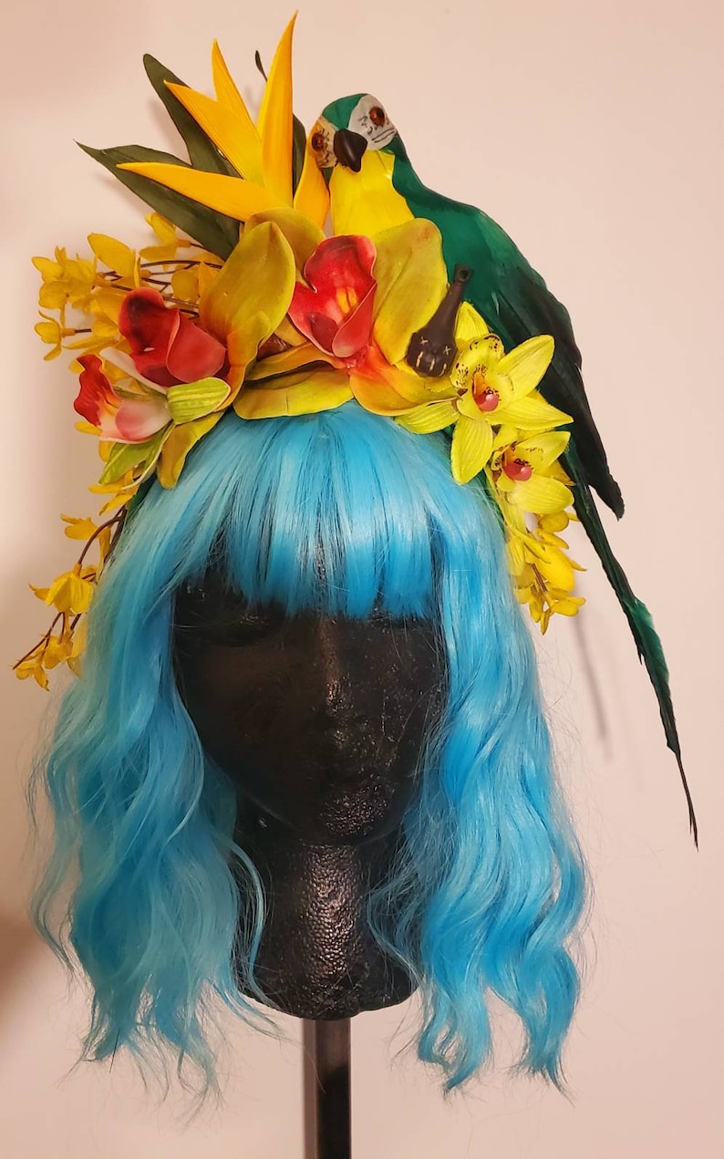 Enchanted tiki room, parrot, parrot headband, tiki bar, tiki party, parrot head, bird, bird headband image 2