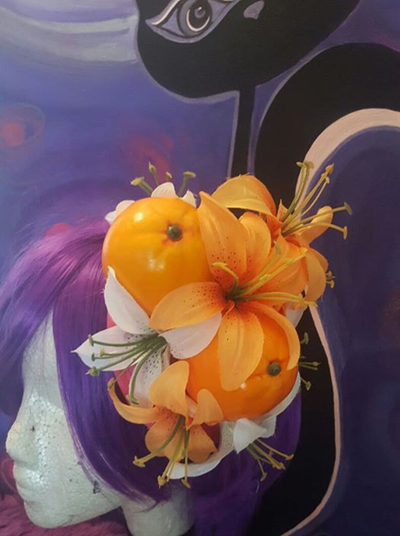 Orange Hat Orange Fruit Hat Fruit Fruit Fascinator Etsy