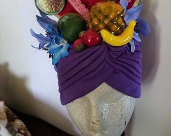 Carmen Miranda, Faux fruit, Fruit, Fruit turban, Turban, Fruit, Fruit headband, Octopus, Lily